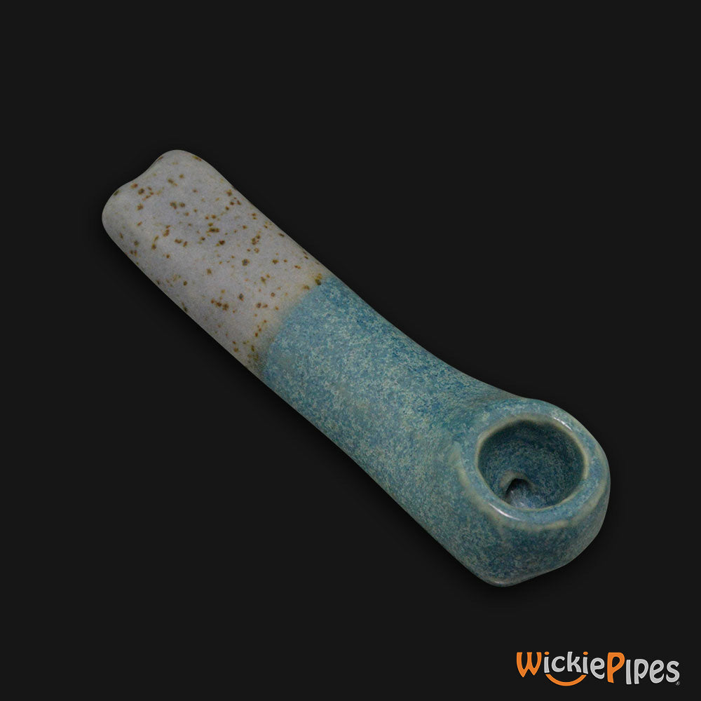 JM Ceramics Small Plain Speckled Turquoise Ceramic Hand Pipe bowl.
