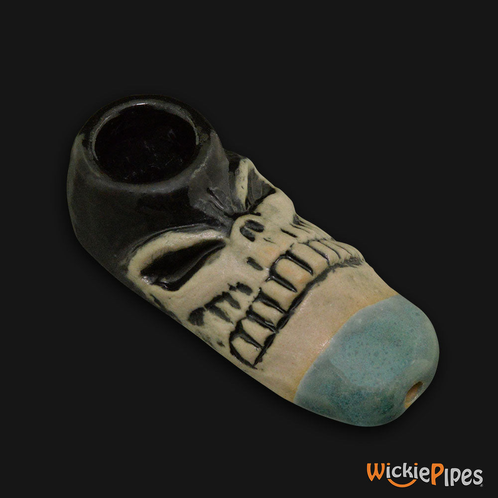 JM Ceramics Small Skull Ceramic Hand Pipe.