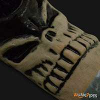 Thumbnail for JM Ceramics Small Skull Ceramic Hand Pipe detailed.