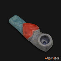Thumbnail for JM Ceramics Speckled Turquoise RED HEART Ceramic Hand Pipe bowl.