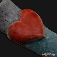 Thumbnail for JM Ceramics Speckled Turquoise RED HEART Ceramic Hand Pipe detailed.