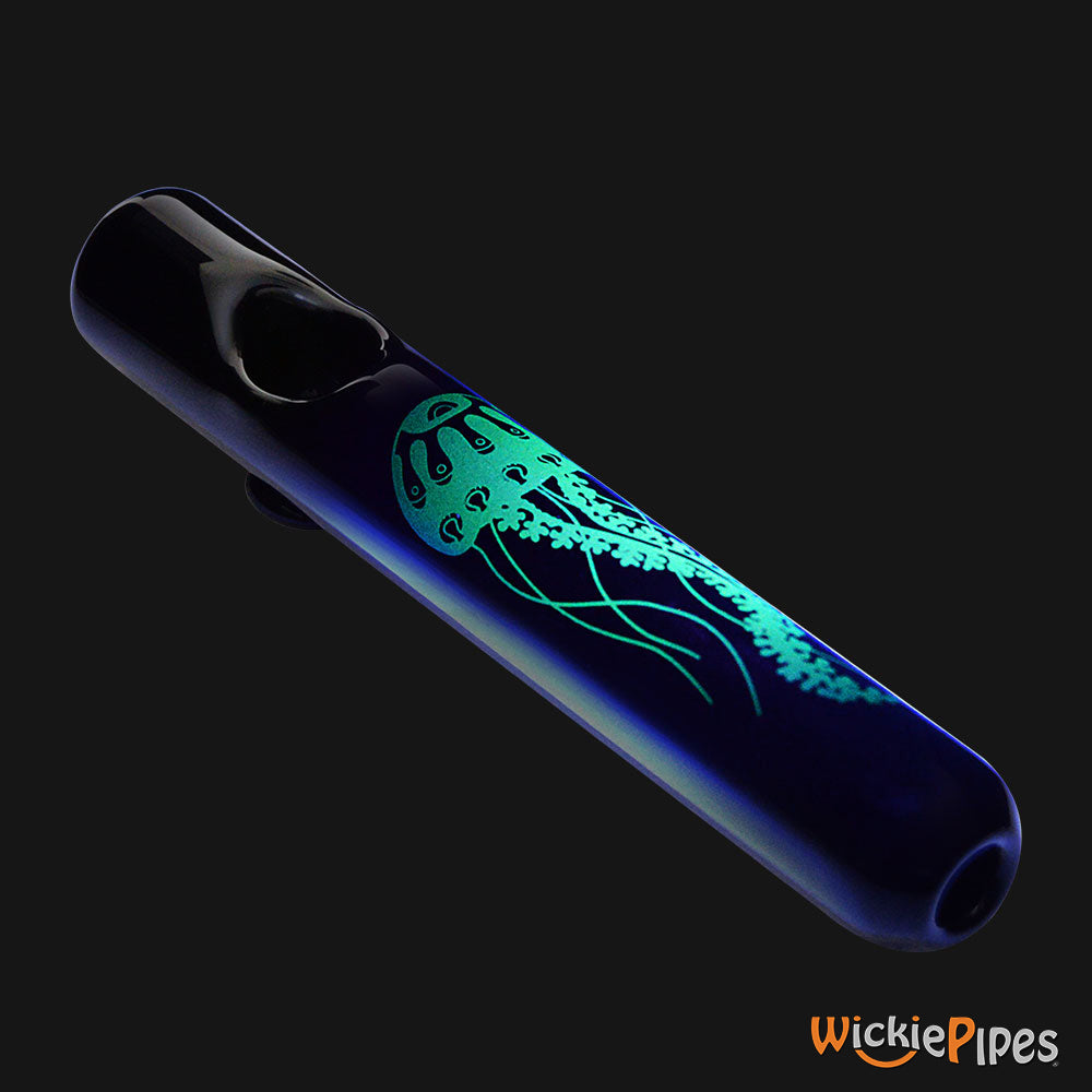 Jellyfish Glass - Glow In The Dark Jellyfish 6-Inch Glass Steamroller Pipe