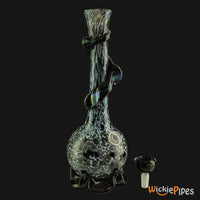 Thumbnail for Noble Glass - Black White Dichro Wrap 11-Inch Soft Glass Bubble Water Pipe Bowl Out