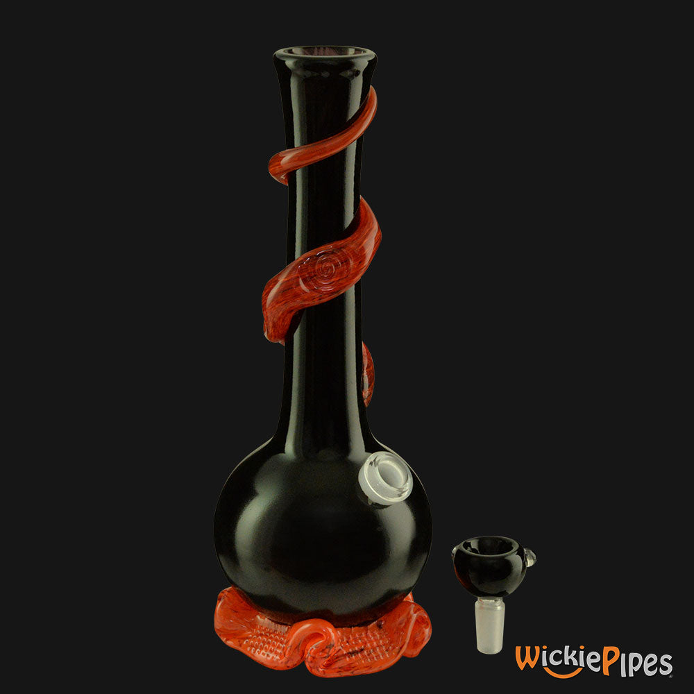 Noble Glass - Black Wrap 11-Inch Soft Glass Bubble Water Pipe Bowl Out
