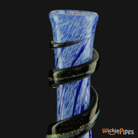Thumbnail for Noble Glass - Blue Dichro Wrap 11-Inch Soft Glass Bubble Water Pipe Flared Mouthpiece