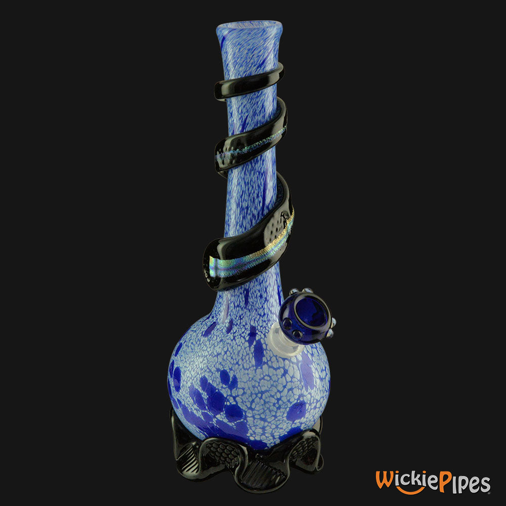 Noble Glass - Blue Dichro Wrap 11-Inch Soft Glass Bubble Water Pipe