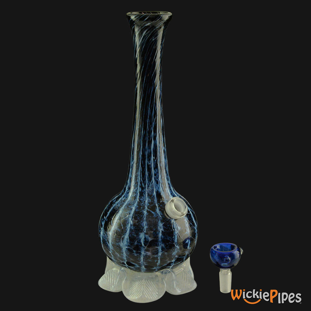 Noble Glass - Blue White 11-Inch Soft Glass Bubble Water Pipe Bowl Out