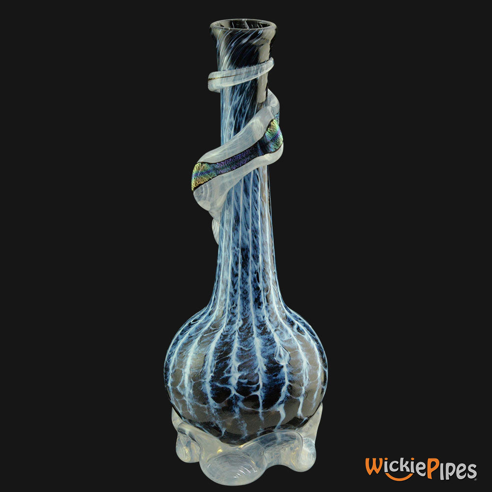 Noble Glass - Blue White Dichro Wrap 11-Inch Soft Glass Bubble Water Pipe Back