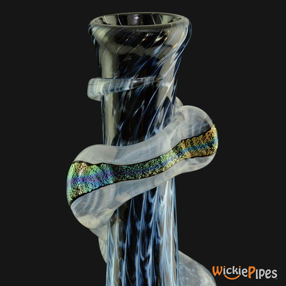 Noble Glass - Blue White Dichro Wrap 11-Inch Soft Glass Bubble Water Pipe Mouthpiece