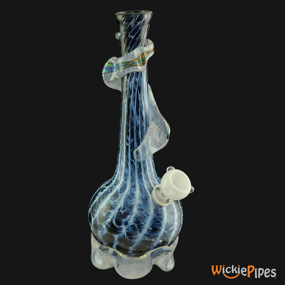 Noble Glass - Blue White Dichro Wrap 11-Inch Soft Glass Bubble Water Pipe