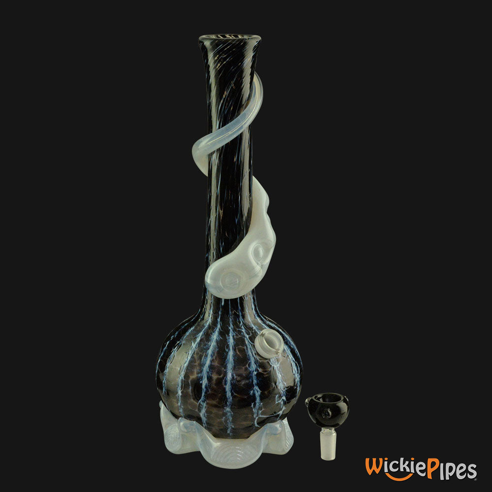 Noble Glass - Blue White Wrap 14-Inch Soft Glass Bubble Water Pipe Bowl Out