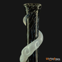 Thumbnail for Noble Glass - Blue White Wrap 14-Inch Soft Glass Bubble Water Pipe Flared Mouthpiece
