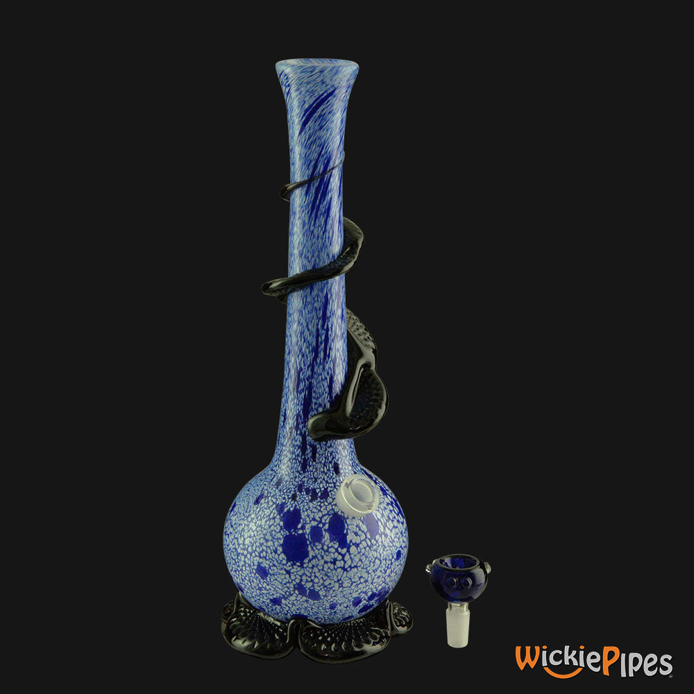 Noble Glass - Blue Wrap 14-Inch Soft Glass Bubble Water Pipe Bowl Out