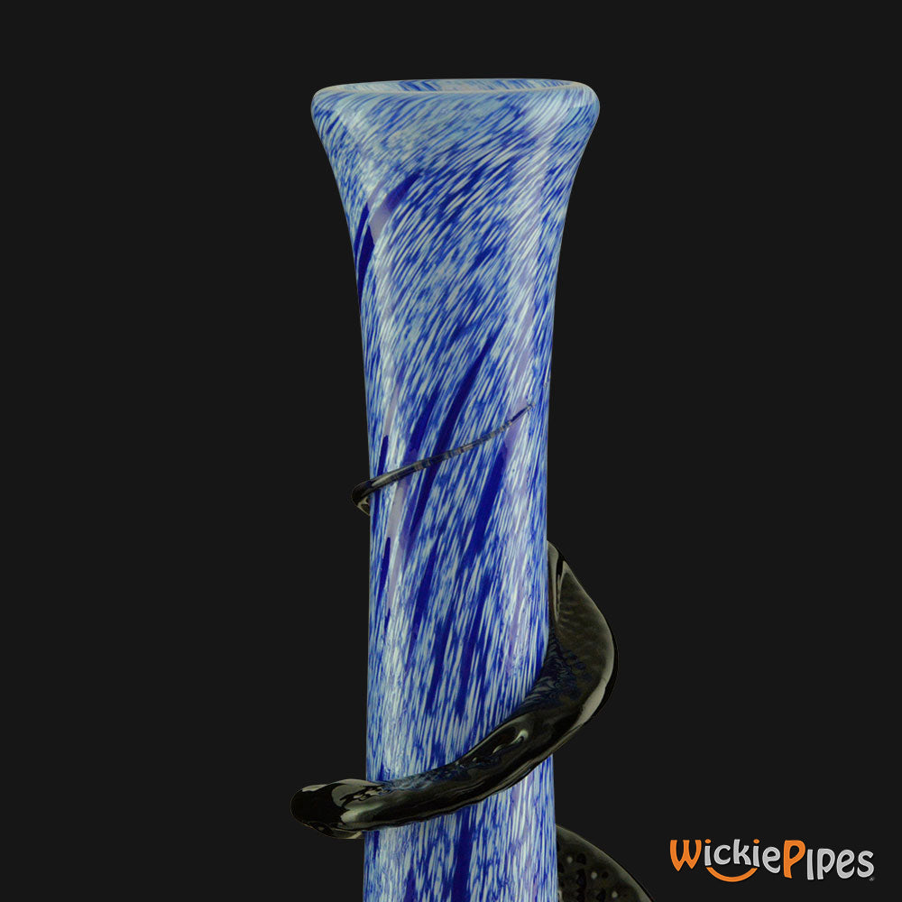 Noble Glass - Blue Wrap 14-Inch Soft Glass Bubble Water Pipe Flared Mouthpiece