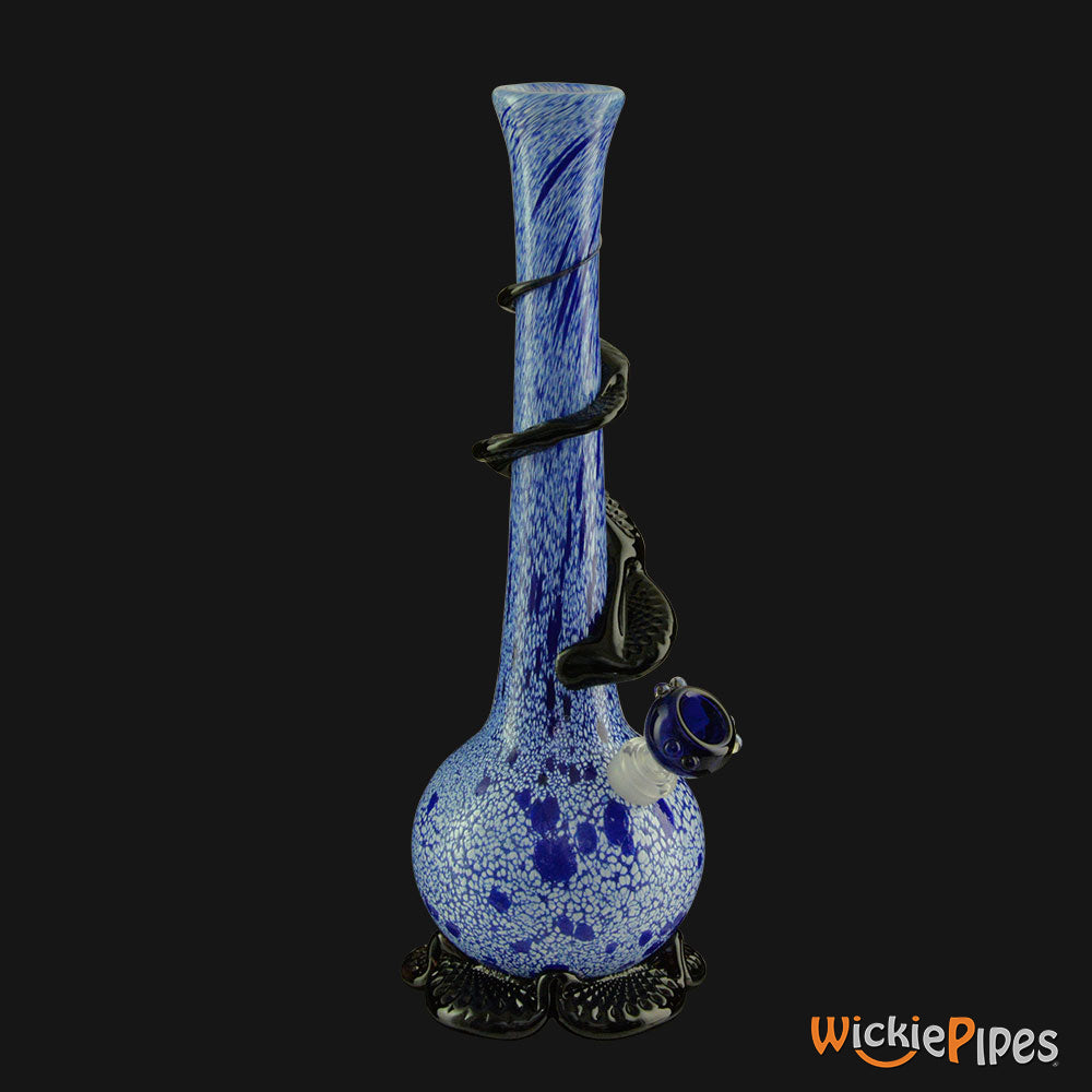 Noble Glass - Blue Wrap 14-Inch Soft Glass Bubble Water Pipe