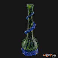 Thumbnail for Noble Glass - Dark Green Wrap 11-Inch Soft Glass Bubble Water Pipe Back