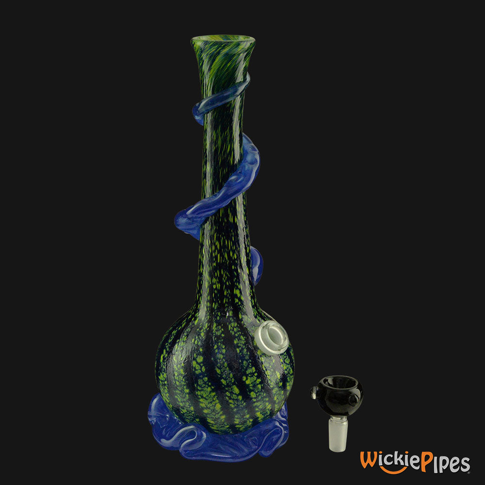 Noble Glass - Dark Green Wrap 11-Inch Soft Glass Bubble Water Pipe Bowl Out