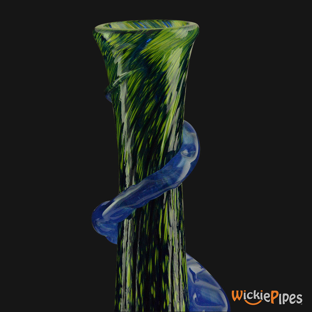 Noble Glass - Dark Green Wrap 11-Inch Soft Glass Bubble Water Pipe Flared Mouthpiece