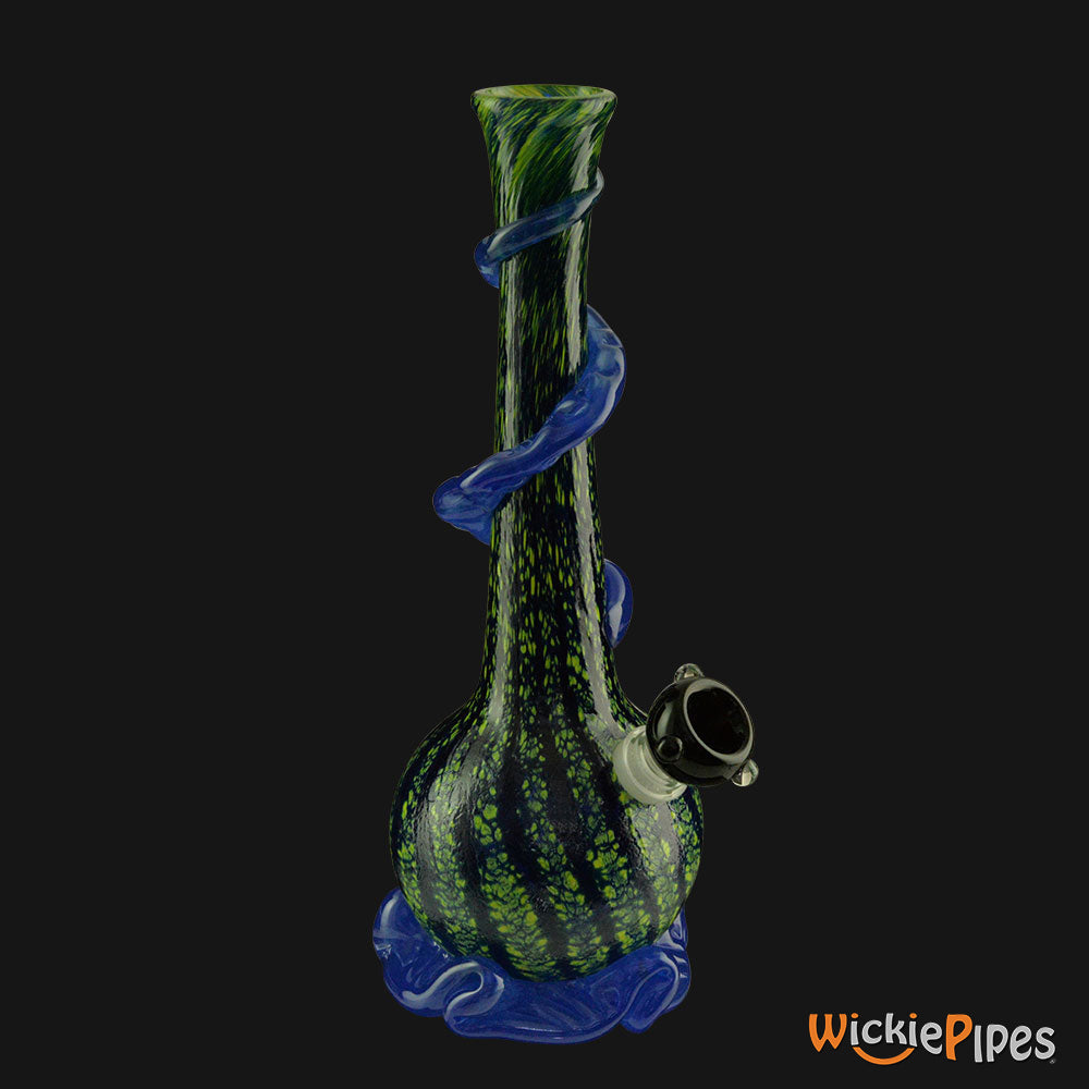 Noble Glass - Dark Green Wrap 11-Inch Soft Glass Bubble Water Pipe