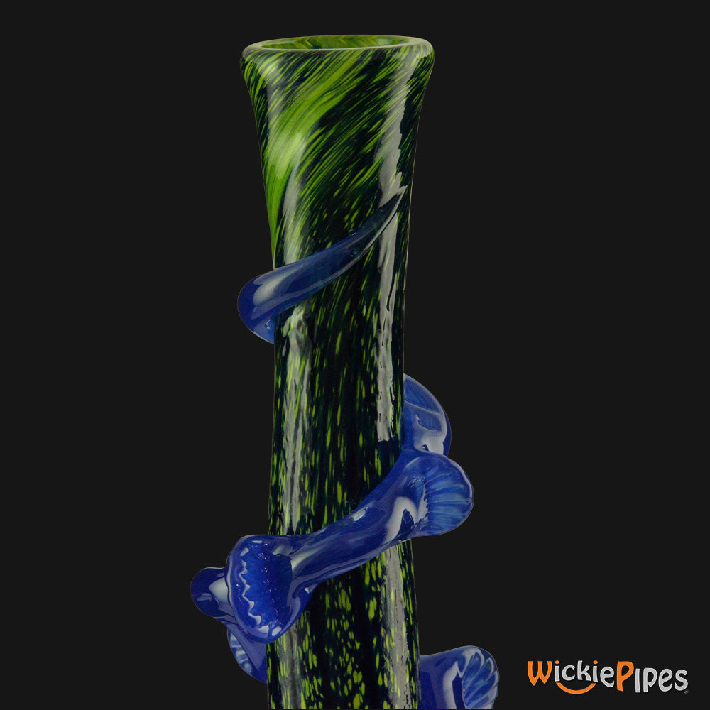 Noble Glass - Dark Green Wrap 14-Inch Soft Glass Bubble Water Pipe Flared Mouthpiece