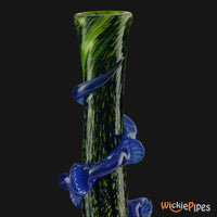 Thumbnail for Noble Glass - Dark Green Wrap 14-Inch Soft Glass Bubble Water Pipe Flared Mouthpiece