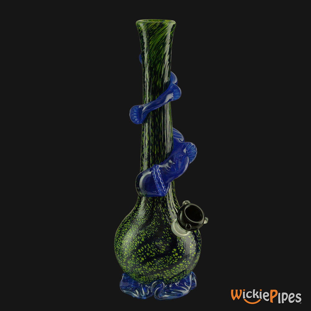Noble Glass - Dark Green Wrap 14-Inch Soft Glass Bubble Water Pipe
