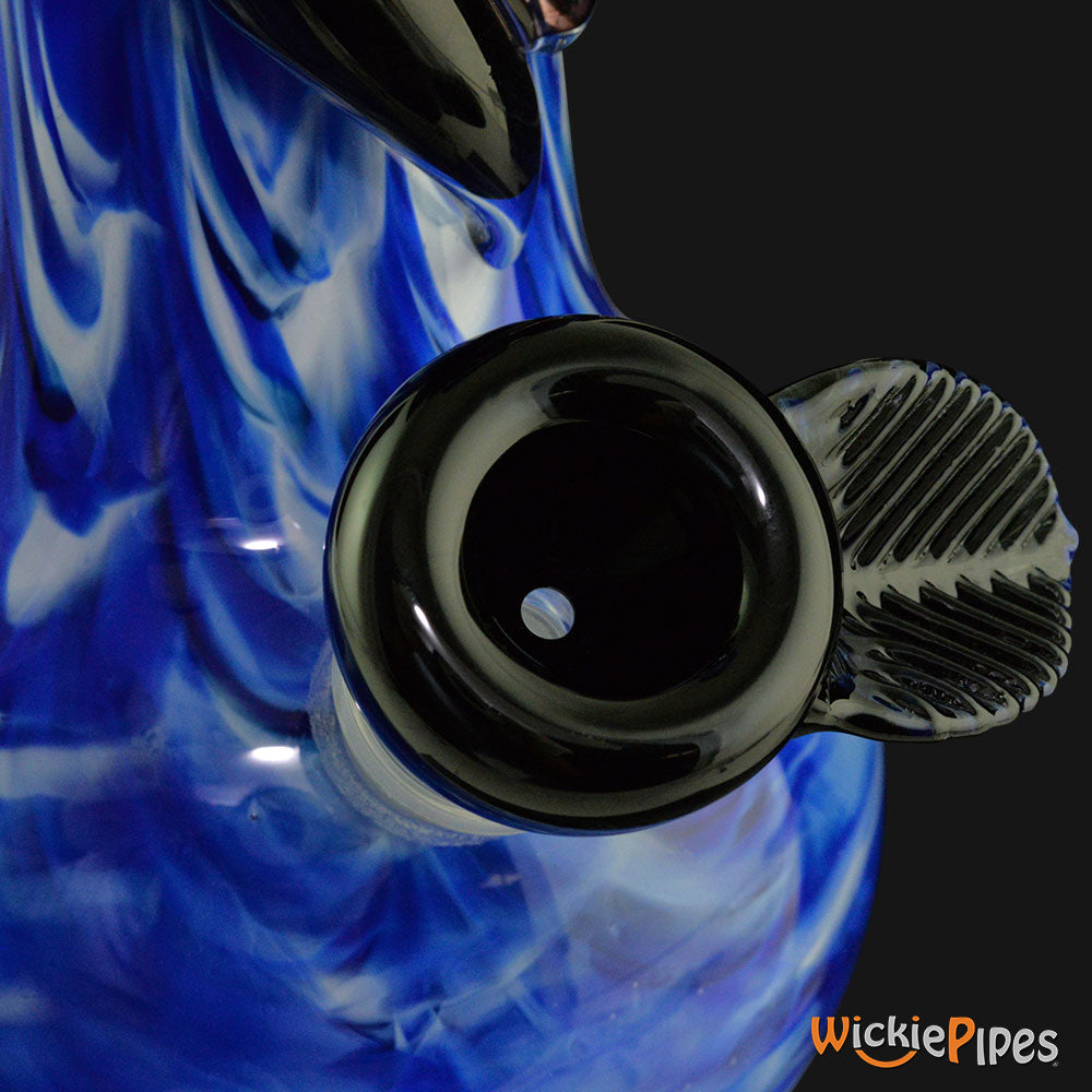 Noble Glass - Flower Blue Black Wrap 14-Inch Soft Glass Bubble Water Pipe Bowl