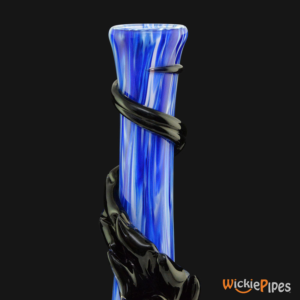 Noble Glass - Flower Blue Black Wrap 14-Inch Soft Glass Bubble Water Pipe Mouthpiece