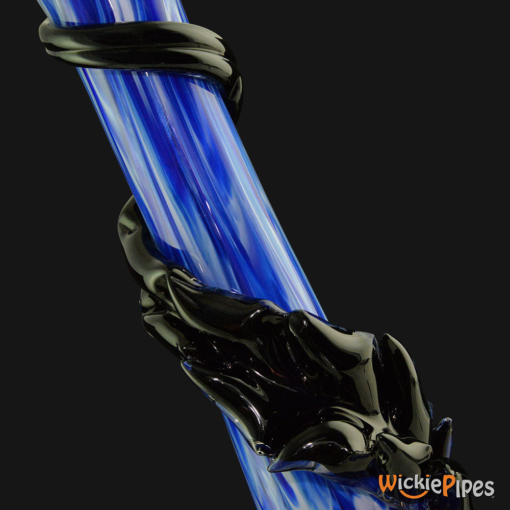 Noble Glass - Flower Blue Black Wrap 14-Inch Soft Glass Bubble Water Pipe Wrap