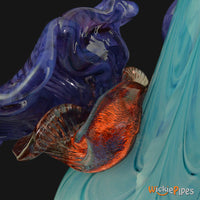 Thumbnail for Noble Glass - Flower Blue Purple Wrap 14-Inch Soft Glass Bubble Water Pipe Flower Back