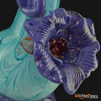 Thumbnail for Noble Glass - Flower Blue Purple Wrap 14-Inch Soft Glass Bubble Water Pipe Flower