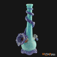 Thumbnail for Noble Glass - Flower Blue Purple Wrap 14-Inch Soft Glass Bubble Water Pipe Side