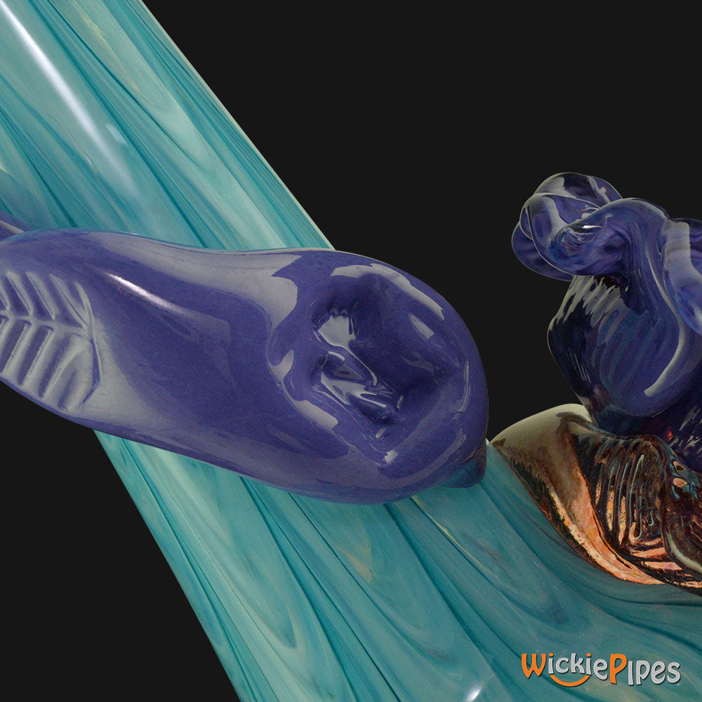 Noble Glass - Flower Blue Purple Wrap 14-Inch Soft Glass Bubble Water Pipe Wrap