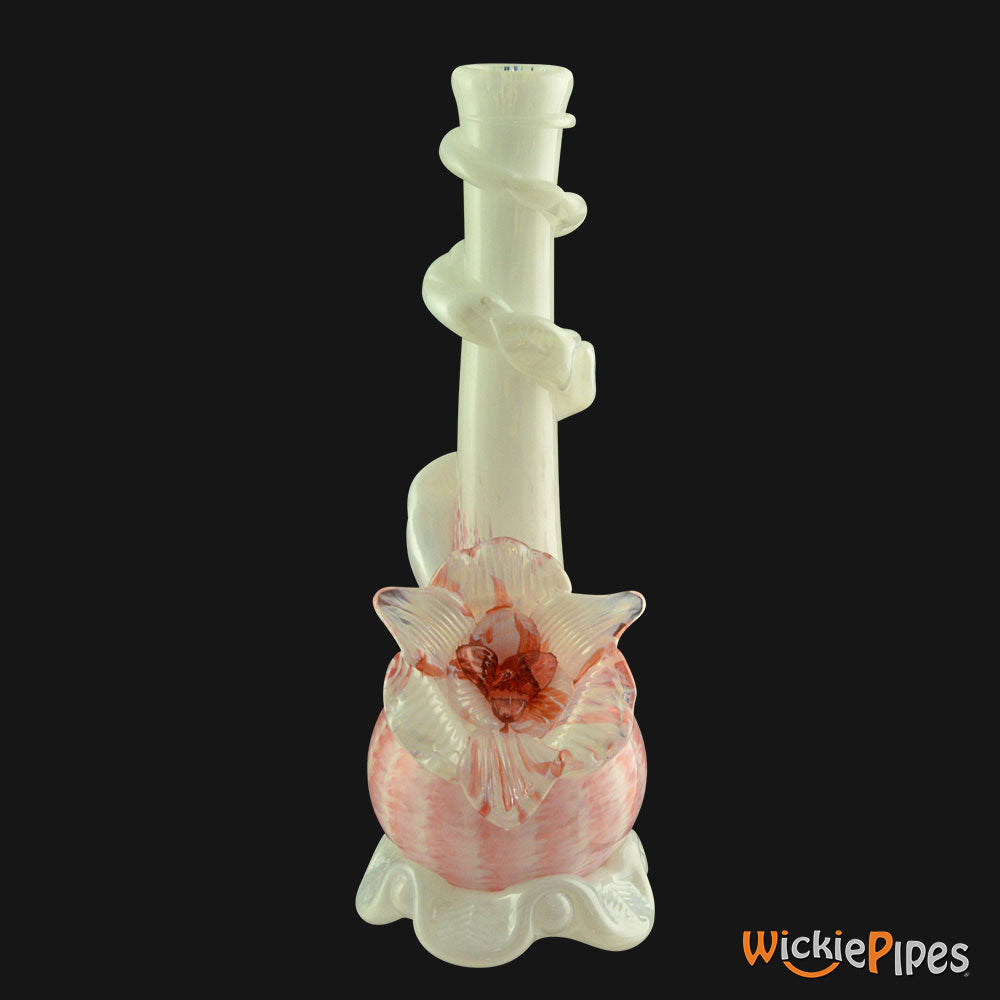 Noble Glass - Flower White Pink Wrap 14-Inch Soft Glass Bubble Water Pipe Back