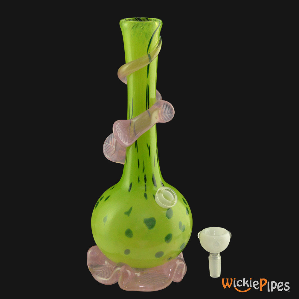 Noble Glass - Lime Green Wrap 11-Inch Soft Glass Bubble Water Pipe Bowl Out