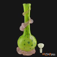 Thumbnail for Noble Glass - Lime Green Wrap 11-Inch Soft Glass Bubble Water Pipe Bowl Out
