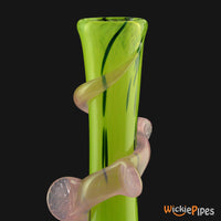 Thumbnail for Noble Glass - Lime Green Wrap 11-Inch Soft Glass Bubble Water Pipe Flared Mouthpiece