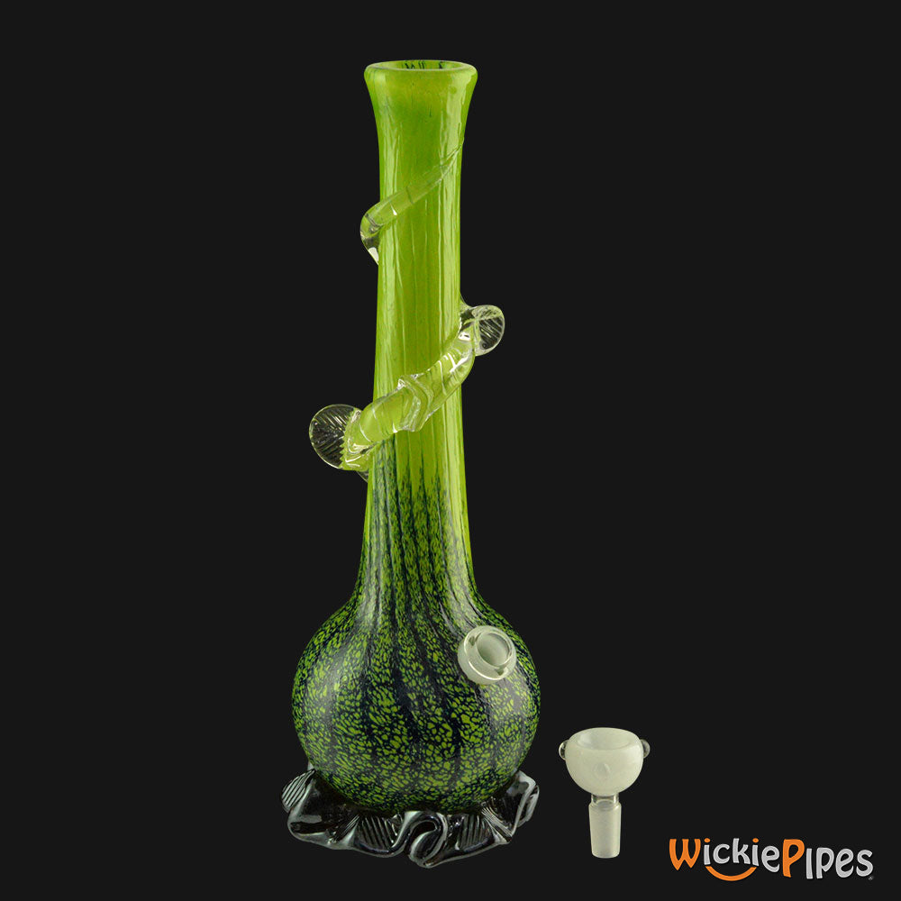 Noble Glass - Lime Green Wrap 14-Inch Soft Glass Bubble Water Pipe Bowl Out