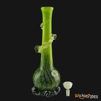 Thumbnail for Noble Glass - Lime Green Wrap 14-Inch Soft Glass Bubble Water Pipe Bowl Out