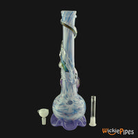 Thumbnail for Noble Glass - Marble Dichro Purple Swirl Wrap 14-Inch Soft Glass Bubble Water Pipe Out