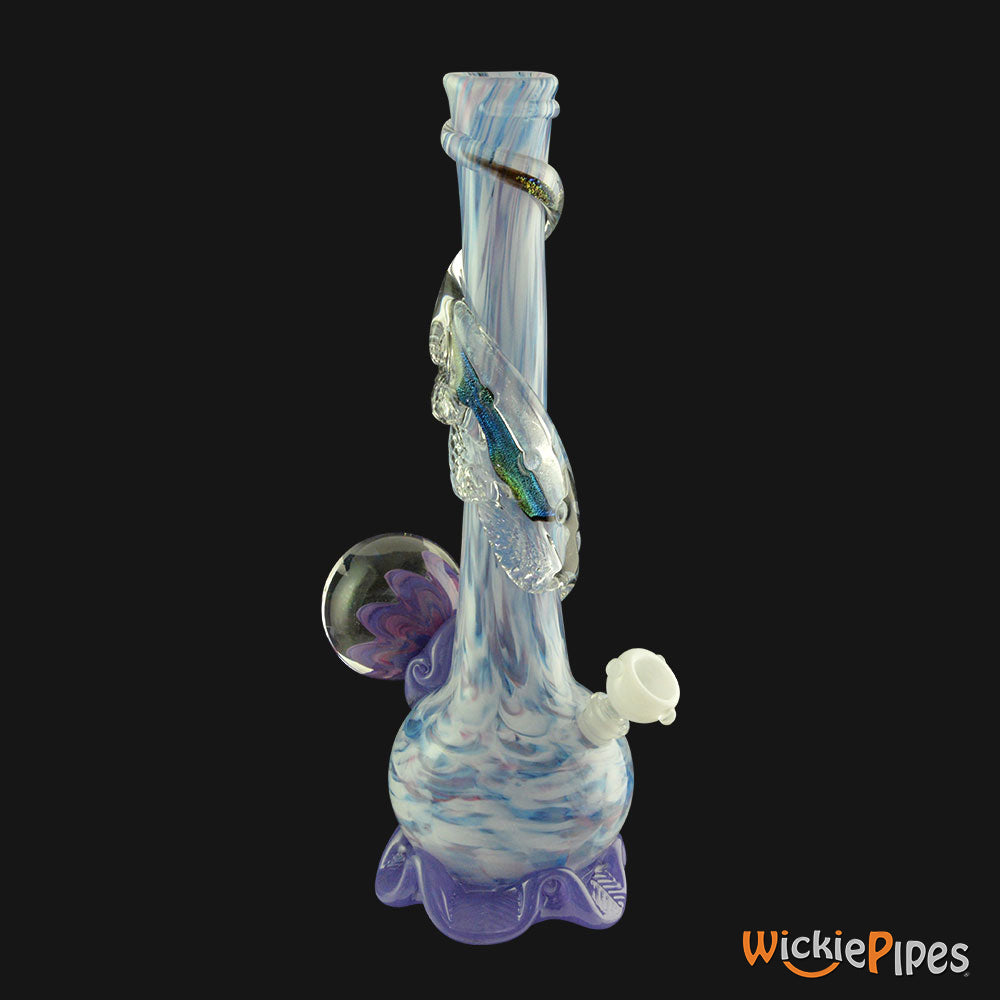 Noble Glass - Marble Dichro Purple Swirl Wrap 14-Inch Soft Glass Bubble Water Pipe