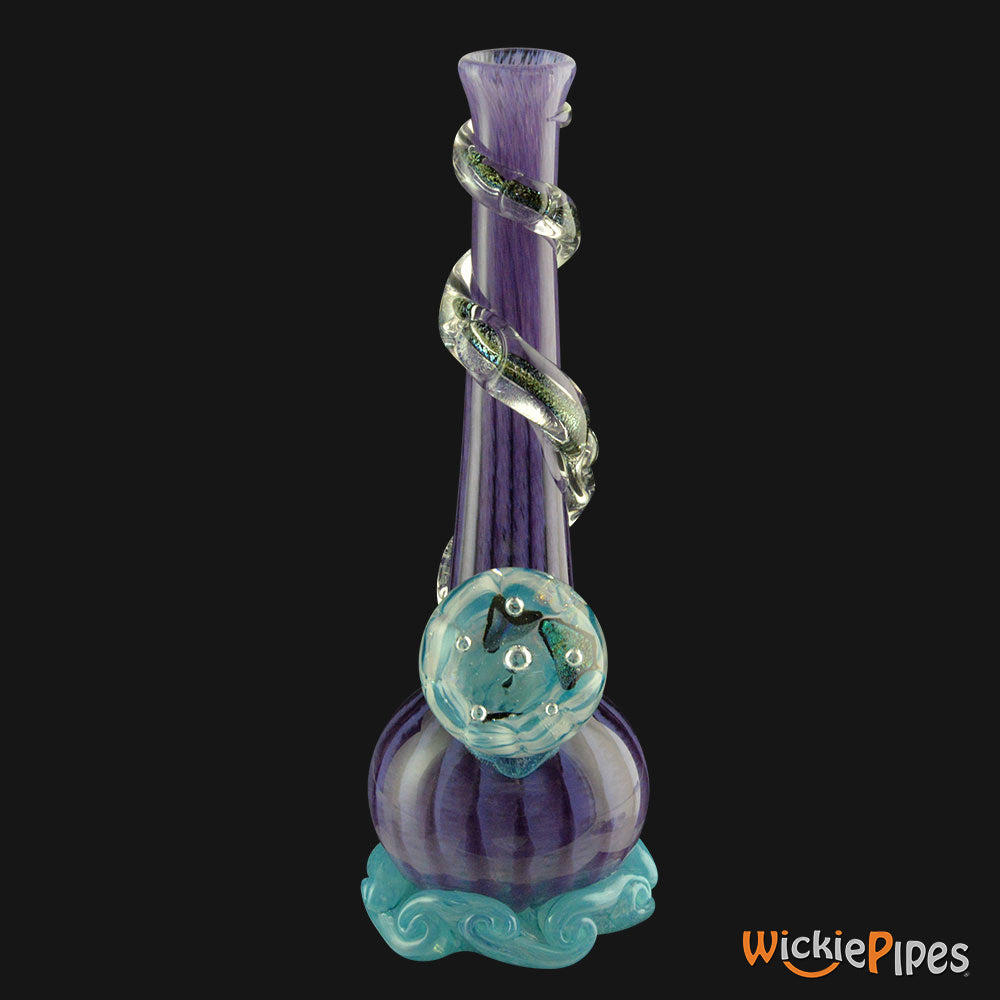 Noble Glass - Marble Dichro Purple Wrap 14-Inch Soft Glass Bubble Water Pipe Back