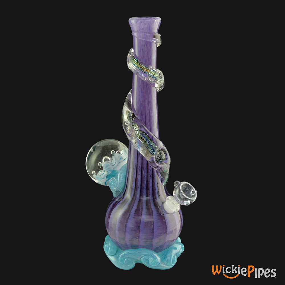 Noble Glass - Marble Dichro Purple Wrap 14-Inch Soft Glass Bubble Water Pipe