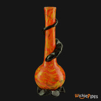Thumbnail for Noble Glass - Orange Gold Wrap 14-Inch Soft Glass Bubble Water Pipe Back