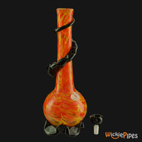 Thumbnail for Noble Glass - Orange Gold Wrap 14-Inch Soft Glass Bubble Water Pipe Bowl Out