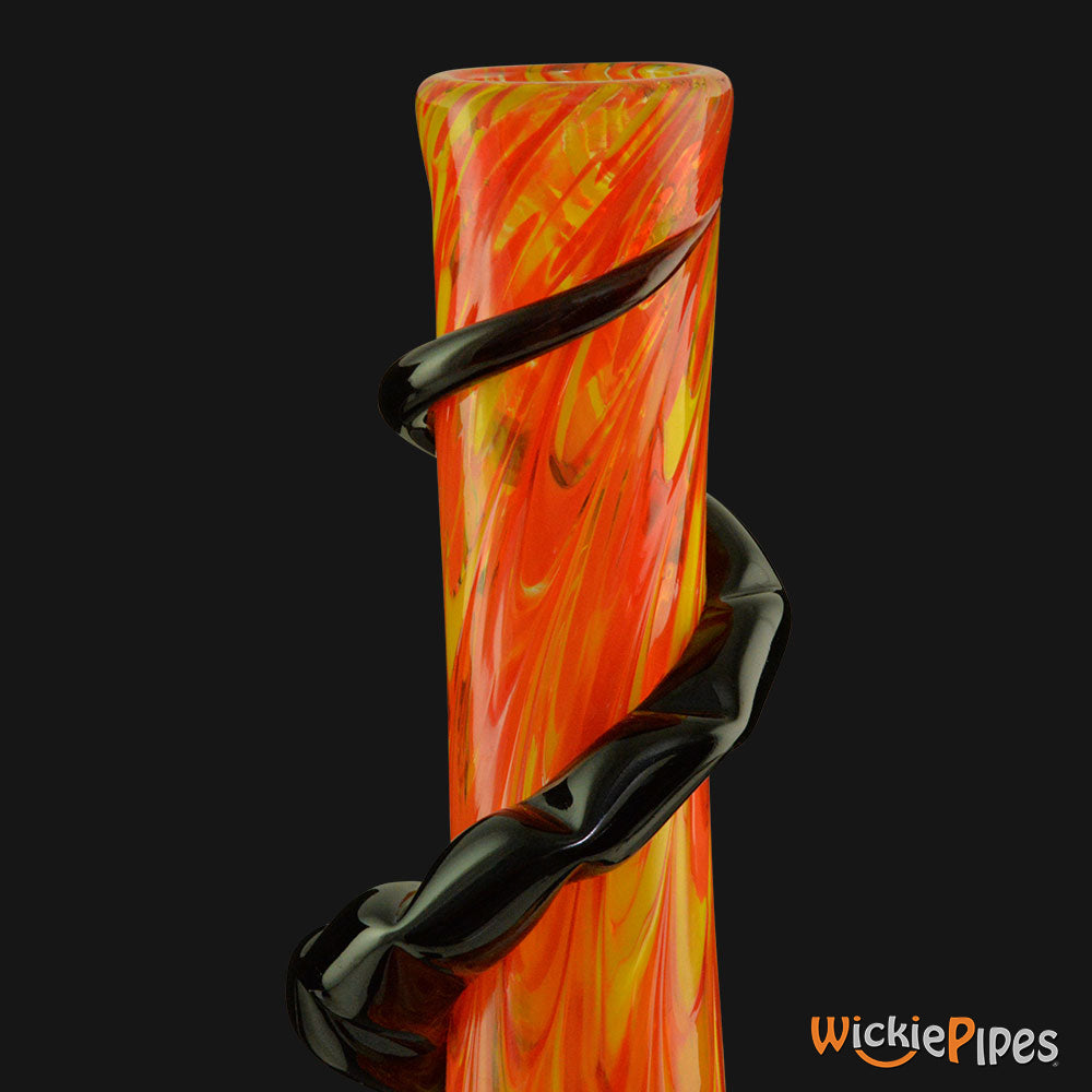 Noble Glass - Orange Gold Wrap 14-Inch Soft Glass Bubble Water Pipe Flared Mouthpiece