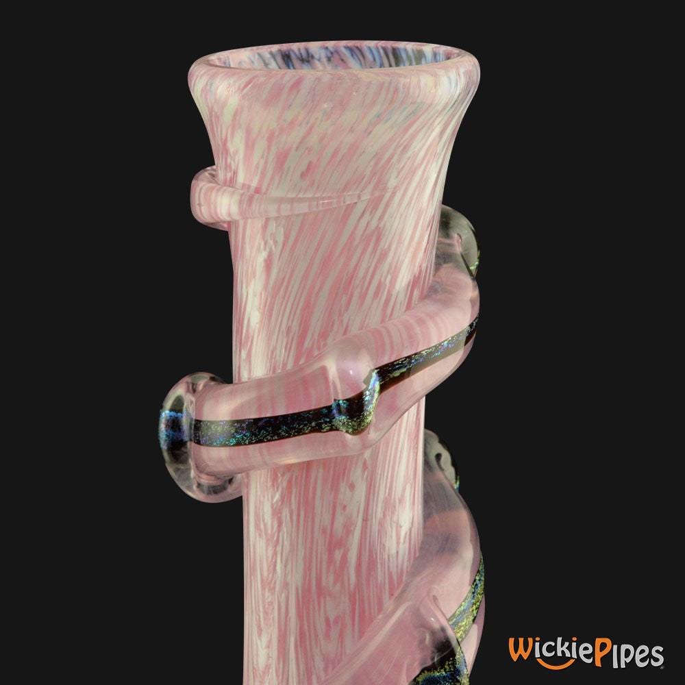 Noble Glass - Pink Dichro Wrap 11-Inch Soft Glass Bubble Water Pipe Flared Mouthpiece