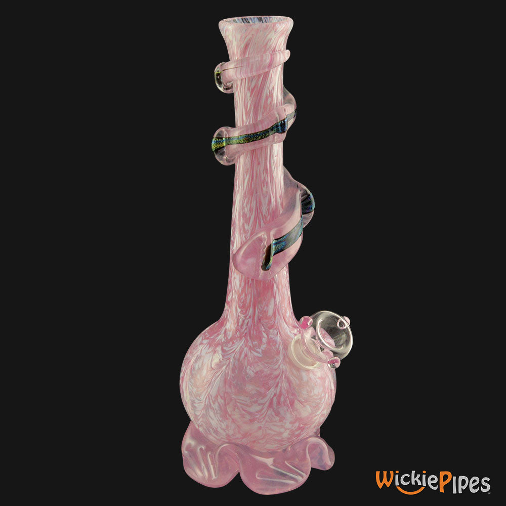 Noble Glass - Pink Dichro Wrap 11-Inch Soft Glass Bubble Water Pipe