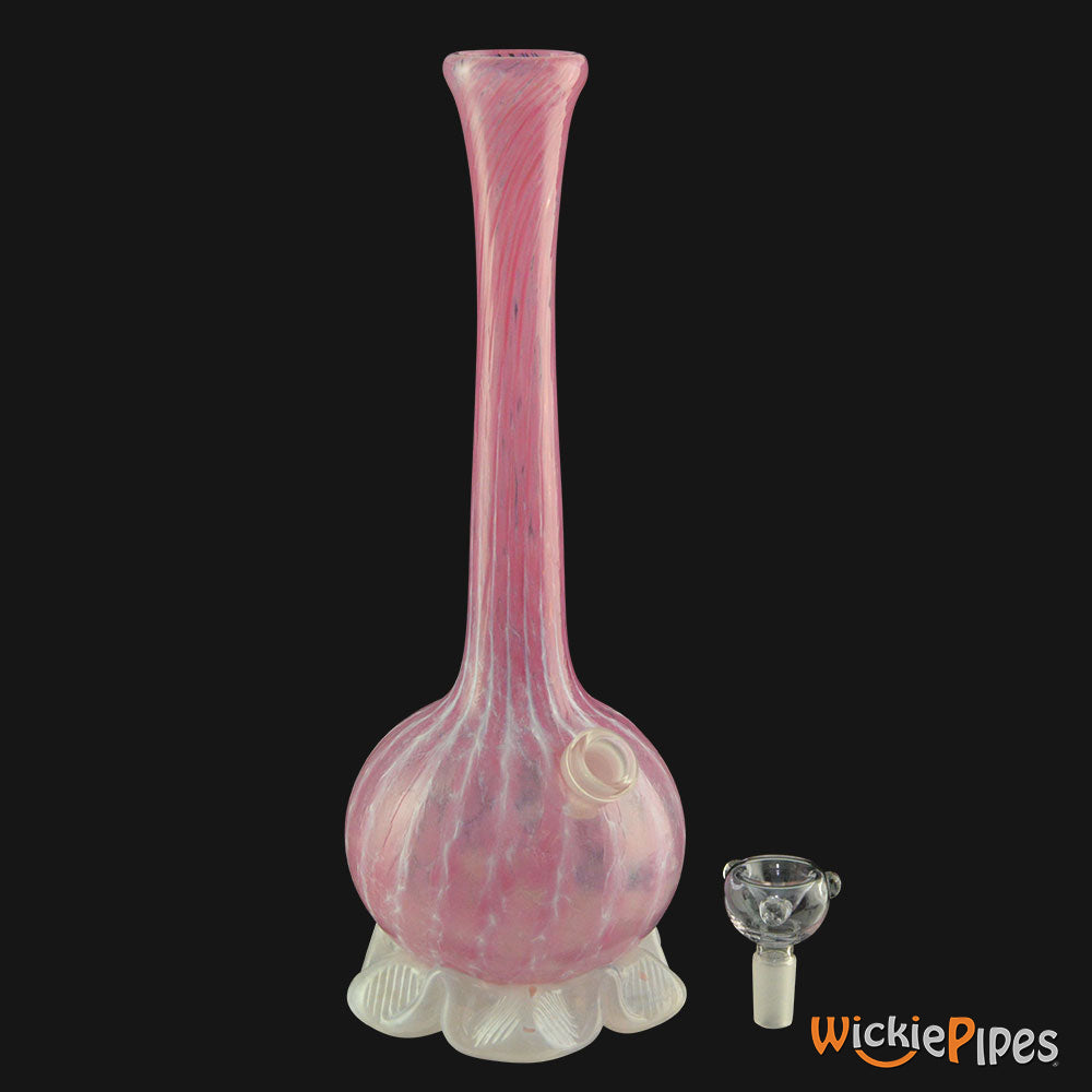 Noble Glass - Pink White 11-Inch Soft Glass Bubble Water Pipe Bowl Out
