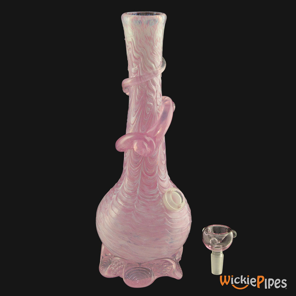 Noble Glass - Pink Wrap 11-Inch Soft Glass Bubble Water Pipe Bowl Out